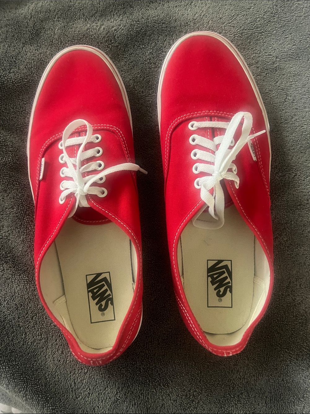 Vans Red Canvas Low-Top Sneakers with White Details